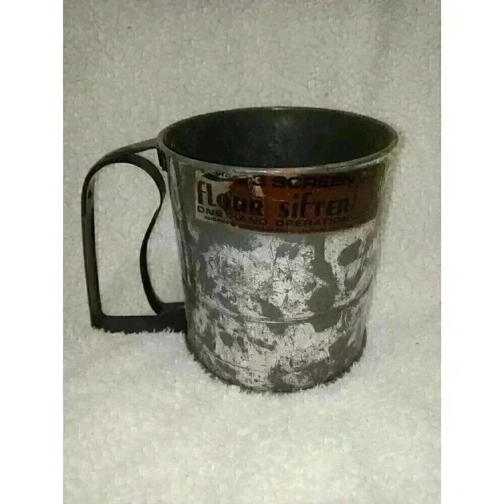 Vintage ANDROCK 3 SCREEN ONE HAND FLOUR SIFTER SILVER KITCHEN GADGET